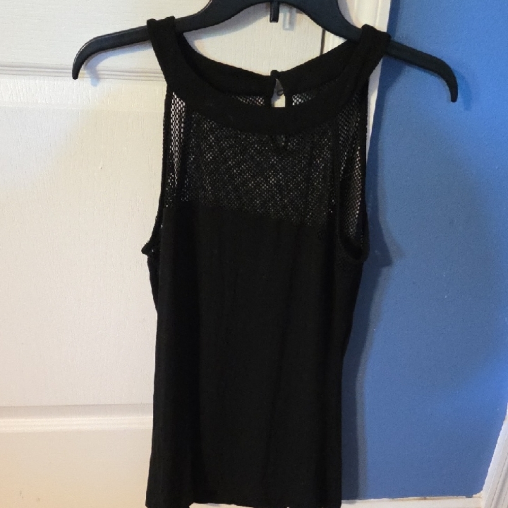 INC International Concepts Black Mesh Tank Top